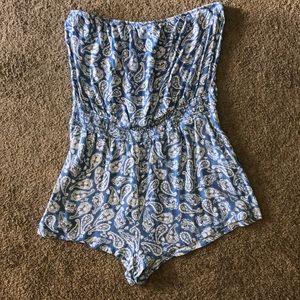 Printed light blue romper